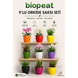 Bio Peat 9’lu Rengarenk Dekoratif Orkide Saksısı Seti – Iç Mekan Çiçek ve Bitki Saksıları - Çok Renkli