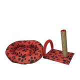 Bio Sand Kırmızı Kedi Kaşıma ve Tırmalama Tahtası Simit Yatak Seti