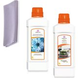 BioBellinda Mikrofiber Cam Bezi + Çok Amaçlı Hijyenik Temizleme Sıvısı 1000 ml + Bulaşık Sıvısı 1000 ml