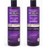 Bioblas Biotin Kafein Arjinin Şampuan – Saç Dökülmesine Karşı Güçlü Bitkisel Formül, Sülfatsız, BIOCOMPLEX B19 ile, 400 ml (2 paketi)