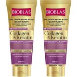Bioblas Collagen ve Keratin Saç Dökülmesine Karşı Bakım Kremi 250 ml 2 Adet Bitkisel Serum İçerir