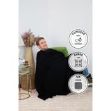 Biocotton Triko Ponponlu Tv Battaniyesi - Siyah - 130 x 170 cm