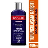 Biocure 400 ml Parabensiz Mor Şampuan Dökülme Karşıtı Etkisiyle Sarı-Gri-Rengi Açılan Kumral Saçlar İçin