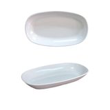 BİODATA %100 Kırılmaz 4 ADET Melamin Oval Kayık Tabak 24x14 cm - Beyaz Salata Meze Sos Tabağı