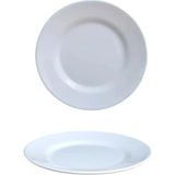 Biodata 12 Adet %100 Kırılmaz Melamin Tatlı & Yemek Servis Tabağı - 21 cm Beyaz - Çizgi Desen - 310 x 210 cm