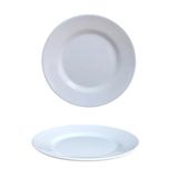 BİODATA 12 Adet %100 Kırılmaz Melamin Tatlı & Yemek Servis Tabağı - 21 cm Beyaz - Çizgi Desen