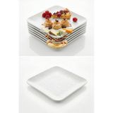 BİODATA 12 Adet Kırılmaz Melamin Kare Tatlı ve Yemek Servis Tabağı Sunum Tabağı 20 cm - Beyaz