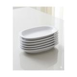 Biodata 12 Adet Melamin Oval Kayık Tabak Seti 15 x 9 cm - Kahvaltılık ve Mezelik Servis Tabağı Beyaz