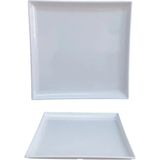 Biodata 12'li Beyaz Kare Melamin Sunum Tabağı 30X30 cm | Meze, Tatlı, Ana Yemek Için - 30 x 30 cm