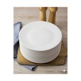 BİODATA 12'li Melamin Pasta Ve Tatlı Servis Tabağı 17 cm - Beyaz Düz Yuvarlak Hafif Sunum Tabak Seti
