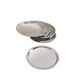 BİODATA 12'li Yuvarlak Paslanmaz Çelik Çay Tepsisi - 21 ,5cm Metal Servis Tabağı