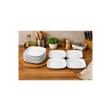 BİODATA 17 cm Oval Kare Servis Tabağı Melamin Tatlı Sunum Tabağı 6 lı Kahvaltı Pasta Servis Tabağı Beyaz