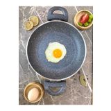 BİODATA 18 cm Çift Kulp Gri Granit Omlet/sahan Tava Seti Süper Kalınlık Yanmaz Yapışmaz Tava Seti