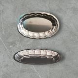 BİODATA 2 ADET Paslanmaz Çelik 430 Kalite Kayık Tabak 21x14 cm Servis Tabağı Kahvaltılık, Meze, Salata