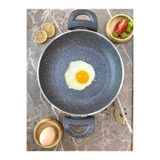 BİODATA 22 cm Çift Kulp Gri Granit Omlet/sahan Tava Seti Süper Kalınlık Yanmaz Yapışmaz Tava Seti