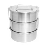 BİODATA 2,2 Lt Paslanmaz Çelik 3lü Sefer Tası 2-3 Kişilik Yemek Taşıma Kabı 750ML Isıtılabilir 3 Kap