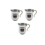 BİODATA 3 Adet Krom Kulplu Ayran Bardağı %100 Paslanmaz BOY:10cm ÇAP:8cm
