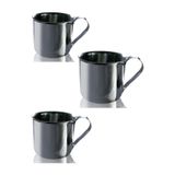 BİODATA 3 Adet Metal Kupa Bardak Piknik Kamp Bardağı Kupası 9 cm 300 ml