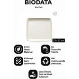Biodata 3'lü Melamin Set 23X23 cm Kare Yemek Sunum Tabağı - Modern Servis Tabağı Mutfak, Restoran, Kafe, Ev - 23 x 23