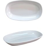 BİODATA 6 Adet %100 Kırılmaz Melamin Kayık Tabak Orta Salata Tabağı 29x17cm - Derinlik 3,5cm - Beyaz