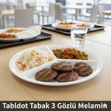 Biodata 6 Adet 3 Gözlü Melamin Tabldot Tabak - Kalın Malzeme, Okul ve Anaokulu Için Uygun (24 Cm) - 24 x 24 cm