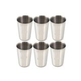 BİODATA 6 Adet Set Standart Boy 220cc Paslanmaz Çelik Bardak Metal Su Çay Bardağı Kırılmaz Garantili Bardak