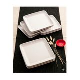 BİODATA 6 Adet Standart Kare Melamin Tatlı & Yemek Servis Tabağı 30 cm - Beyaz