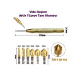 BİODATA 6 Parça Havşa Matkap Ucu Seti + Otomatik Punta | Ahşap MDF Metal Pah Kırma Havşa Açma Seti
