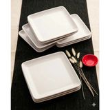 Biodata Beyaz Kare Melamin Servis Tabağı 30 cm | 6 Adet Kahvaltı, Tatlı, Meze Yemek Tabağı - 30 x 30 cm