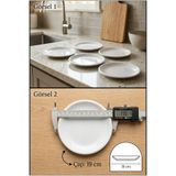BİODATA Eko 19cm 8"inch Sade Beyaz Servis Tabak 12 Adet | Cafe & Restoran Servis Tabağı Pasta, Kahvaltı