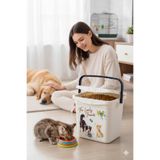 BİODATA Evcil Hayvan Mama Kovası 6 Litre - Kapaklı ve Kulplu Kedi Köpek Mama Saklama Kabı
