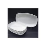 BİODATA Jumbo Boy 33x20 Melamin Kayık Tabak Büyük Boy Salata Meze Sos Tabağı 2 Adet Duble İskender Tabağı