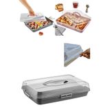 BİODATA Kilitli Kapaklı Dikdörtgen Saklama ve Taşıma Kabı 42x29x10 cm | Pasta, Kek, Börek Kabı
