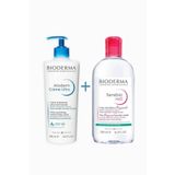 Bioderma Atoderm 500 ml Creme Ultra+500 ml Sensibio H2o Set