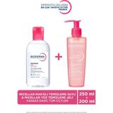 Bioderma Cilt Bakım Seti: Sensibio Micellar Makyaj Temizleme Suyu ve Yüz Temizleme Jeli 2 Adet
