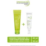 Bioderma Cilt Bakım Seti Yağlı Ciltler İçin Arındırıcı Temizleme Jeli ve Akne Kremleri 30 ml 45 ml