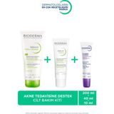Bioderma Sebium İzokit+ Akne Tedavisine Destek Cilt Bakım Seti 200 ml Temizleme Jeli 40 ml Bakım Kremi 15 ml Dudak Balm