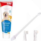 Bioline Portakal Aromalı Köpek Diş Macunu Ve Diş Bakım Seti 100 Gr Doğal İçerik ile Temiz Nefes