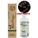 BIOMAGIC 5.00 Açık Kahve Organik İçerikli Amonyaksız Kalıcı Saç Boyası + Oksidan