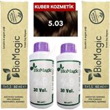 Biomagic 5.03 Fındık Kabuğu Organik İçerikli Amonyaksız Kalıcı Saç Boyası 2 Boya+2 Oksidan