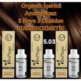 Biomagic 5.03 Fındık Kabuğu Organik Içerikli Amonyaksız Kalıcı Saç Boyası 3boya +3oksidan