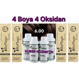 Biomagic 6.00 Koyu Kumral Organik Içerikli Amonyaksız Kalıcı Saç Boyası 4boya +4oksidan