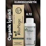 Biomagic 6.72 Koyu Küllü Kumral Organik Içerikli Amonyaksız Kalıcı Kokusuz Saç Boyası +Oksidan