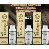 Biomagic 6.72 Koyu Küllü Kumral Organik Içerikli Amonyaksız Kalıcı Saç Boyası 3boya +3oksidan