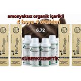 Biomagic 6.72 Koyu Küllü Kumral Organik Içerikli Amonyaksız Kalıcı Saç Boyası 4boya +4oksidan