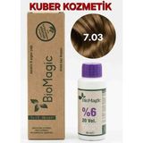 Biomagic 7.03 Karamel Organik İçerikli Amonyaksız Kalıcı Saç Boyası Boya + Oksidan