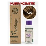 BIOMAGIC 7.03 Karamel Organik İçerikli Amonyaksız Kalıcı Saç Boyası +Oksidan