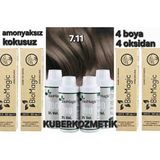 Biomagic 7.11 Yoğun Küllü Kumral Organik Içerikli Amonyaksız Kalıcı Saç Boyası 4 Boya+4 Oksidan