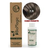 BIOMAGIC 7.11 Yoğun Küllü Kumral Organik İçerikli Amonyaksız Kalıcı Saç Boyası Boya+Oksidan