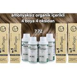Biomagic 7.72 Küllü Kumral Organik Içerikli Amonyaksız Kalıcı Saç Boyası 4boya +4oksidan